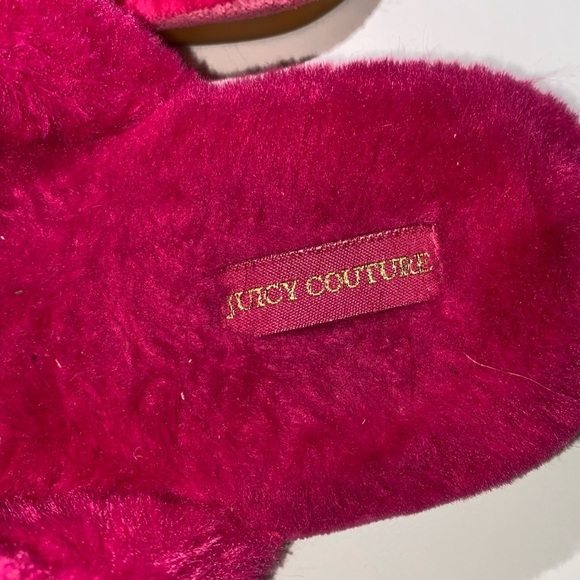Juicy Couture Pink Fuzzy Bow Slippers New Out of Box Soft Plush House Shoes - Picture 5 of 6